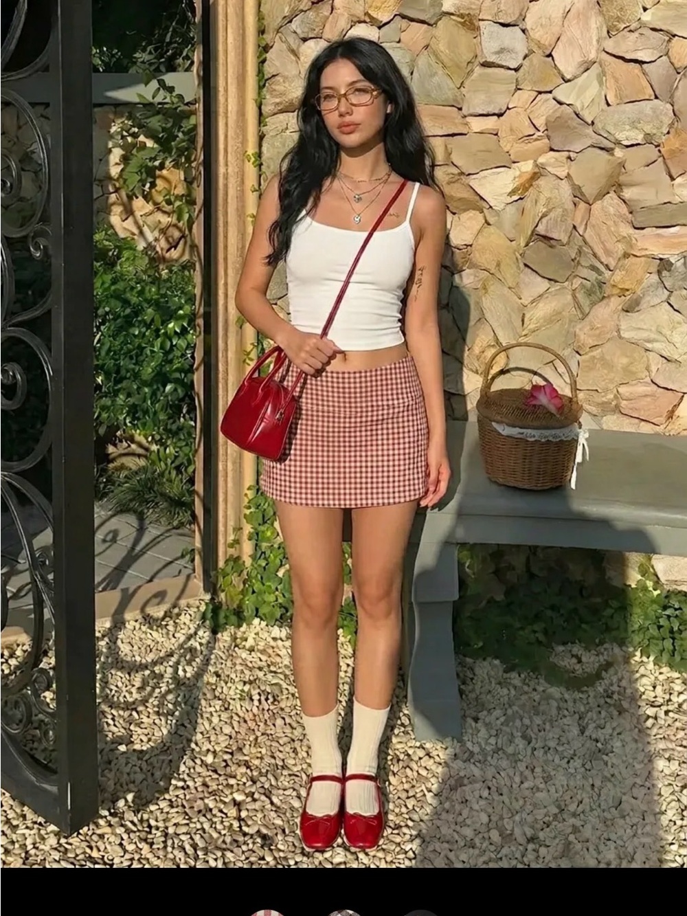 Cider Red Gingham Mini Skirt